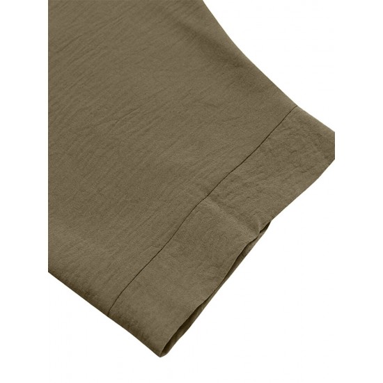 Round Neck Long Sleeve Button Pocket Solid Suit Round Neck Long Sleeve Button Pocket Solid Suit