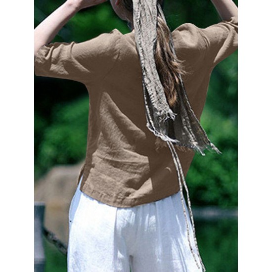 Solid Half Sleeve Crew Neck Casual Women Blouse Solid Half Sleeve Crew Neck Casual Women Blouse