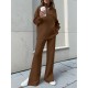 Women Turtleneck Solid Color Ankle Length Zipper Elastic Waist Two Piece Sets Women Turtleneck Solid Color Ankle Length Zipper Elastic Waist Two Piece Sets